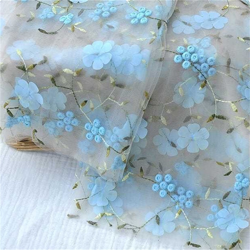 3D Floral Embroidered Lace Fabric | GTIN ZT124