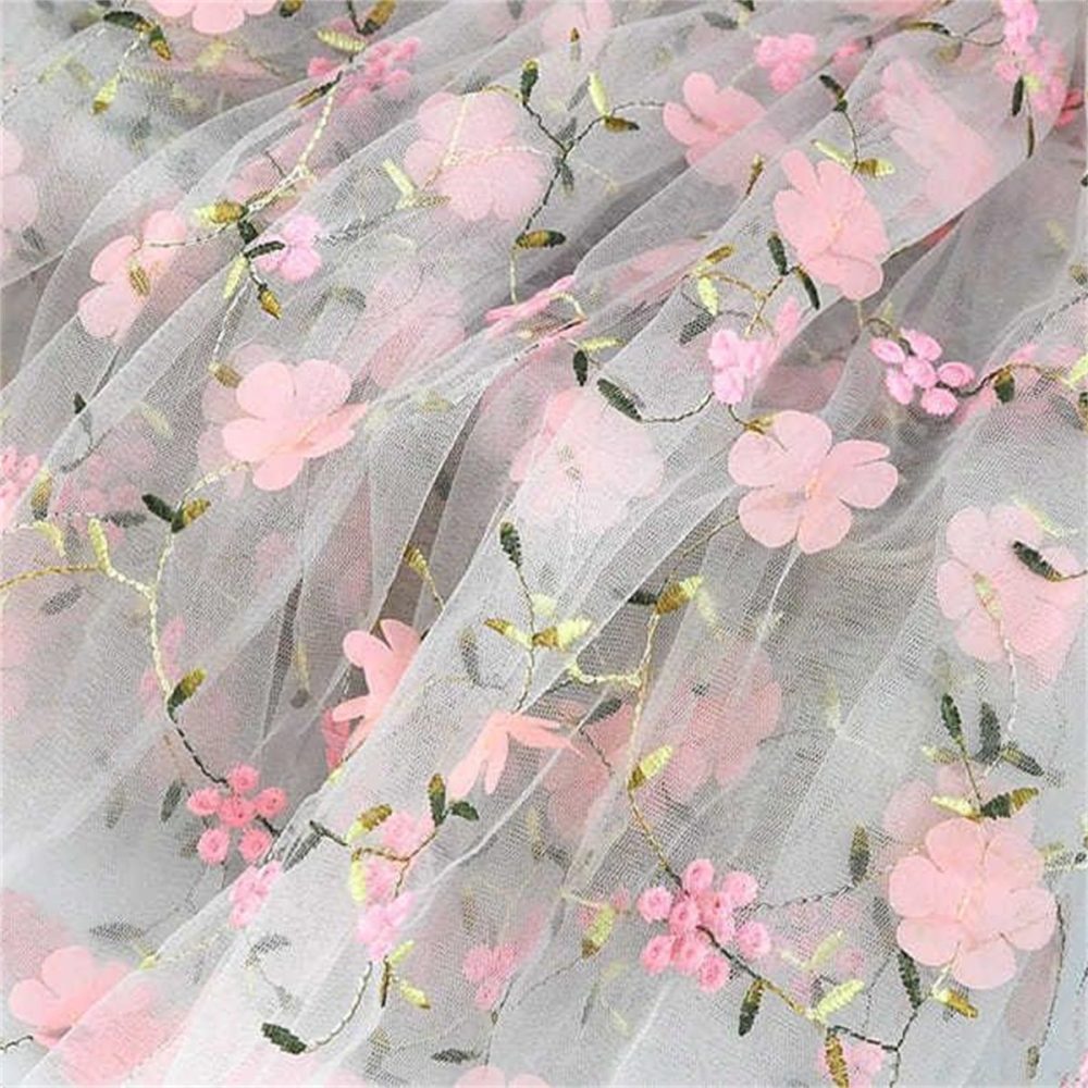 3D Floral Embroidered Lace Fabric | GTIN ZT124