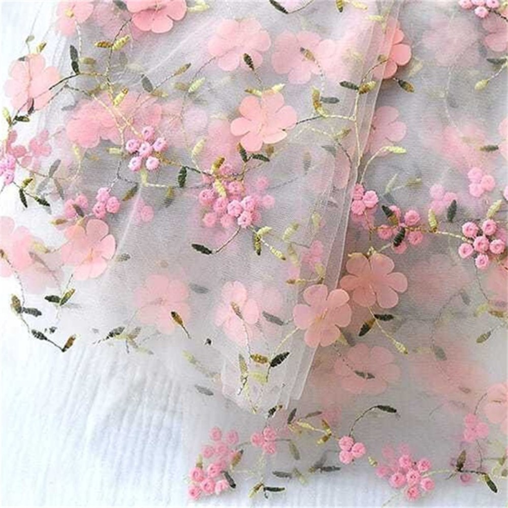 3D Floral Embroidered Lace Fabric | GTIN ZT124