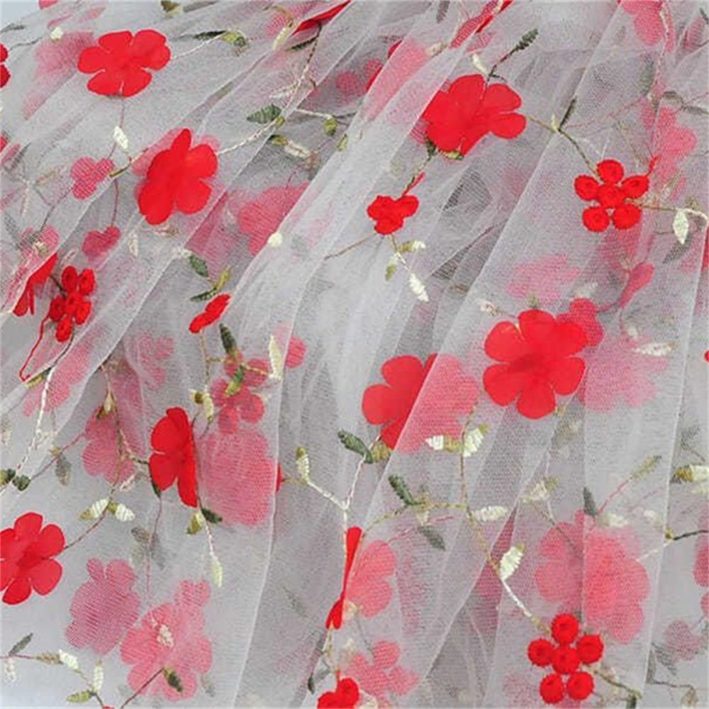 3D Floral Embroidered Lace Fabric | GTIN ZT124