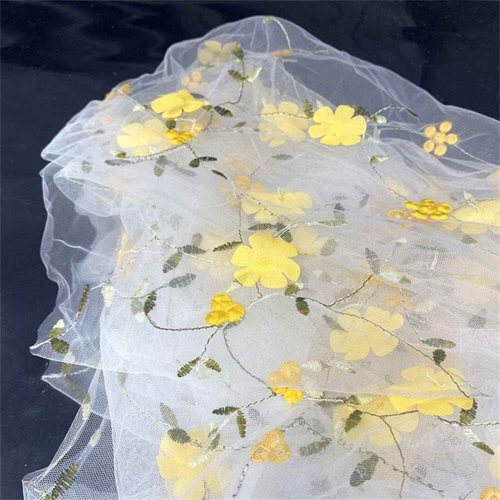 3D Floral Embroidered Lace Fabric | GTIN ZT124