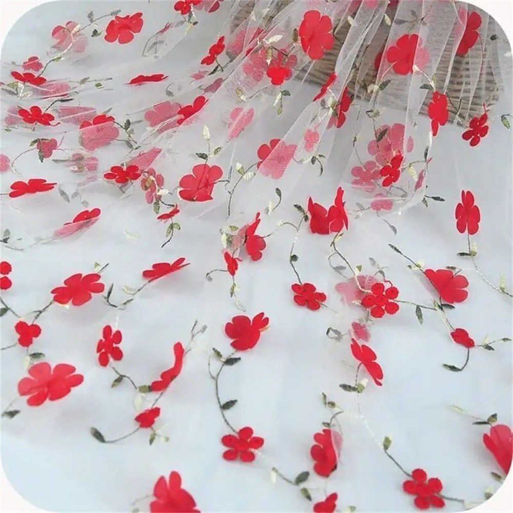 3D Floral Embroidered Lace Fabric | GTIN ZT124