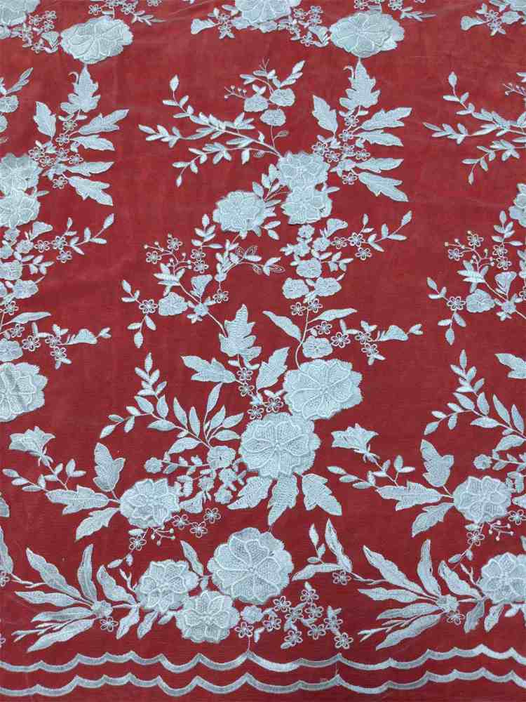 Bridal Lace Fabric - 3D Floral Embroidered Wedding Lace Fabric | GTIN SX007