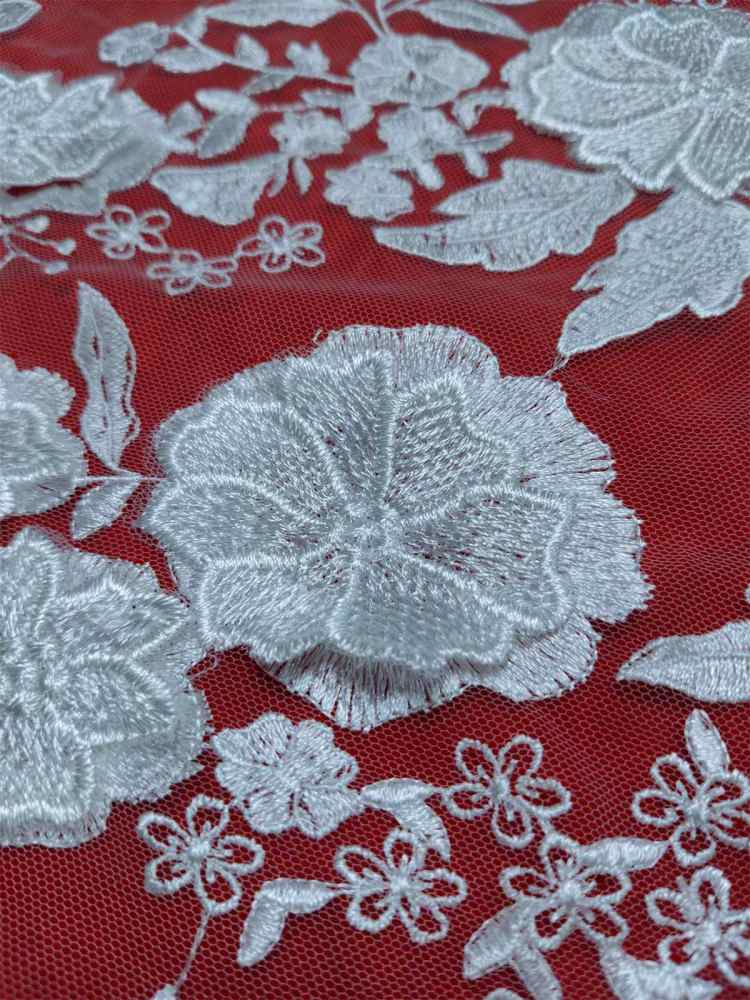 Bridal Lace Fabric - 3D Floral Embroidered Wedding Lace Fabric | GTIN SX007