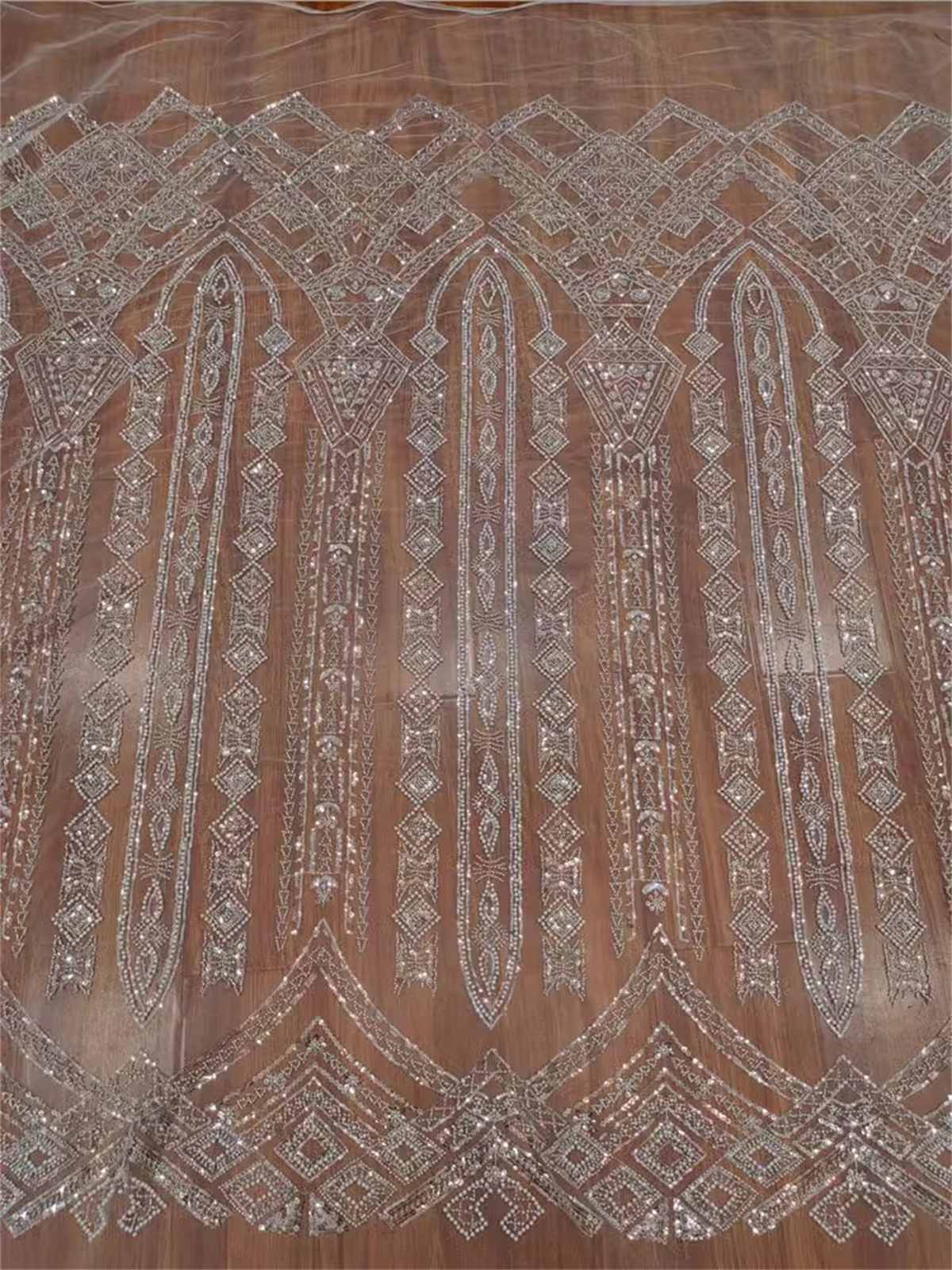 Bridal Lace Fabric - Beaded Tulle Wedding Lace Fabric | GTIN RX004