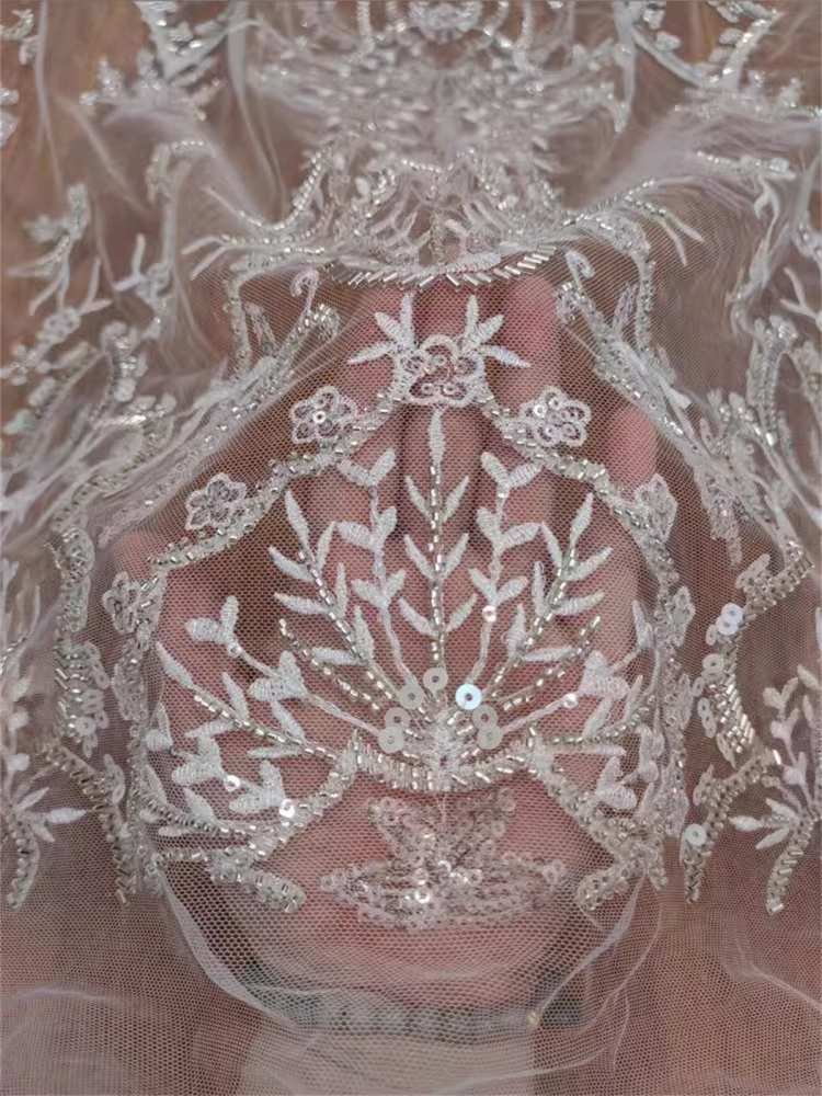 Bridal Lace Fabric - Embroidered Beaded Wedding Lace Fabric | GTIN RX016