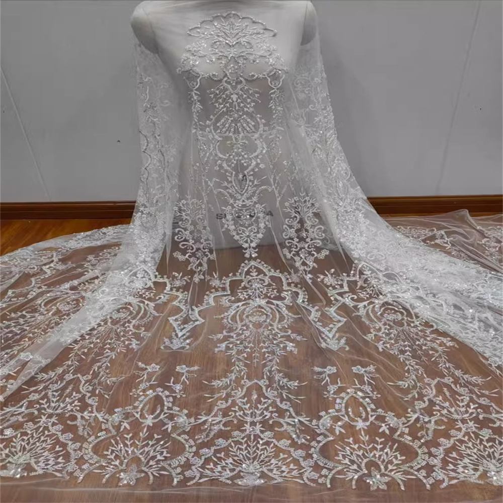 Bridal Lace Fabric - Embroidered Beaded Wedding Lace Fabric | GTIN RX016