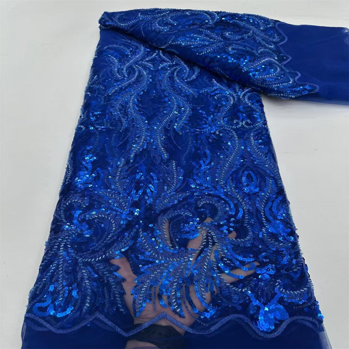 Embellished Beaded Tulle Lace Fabric with Beads | GTIN ZT162