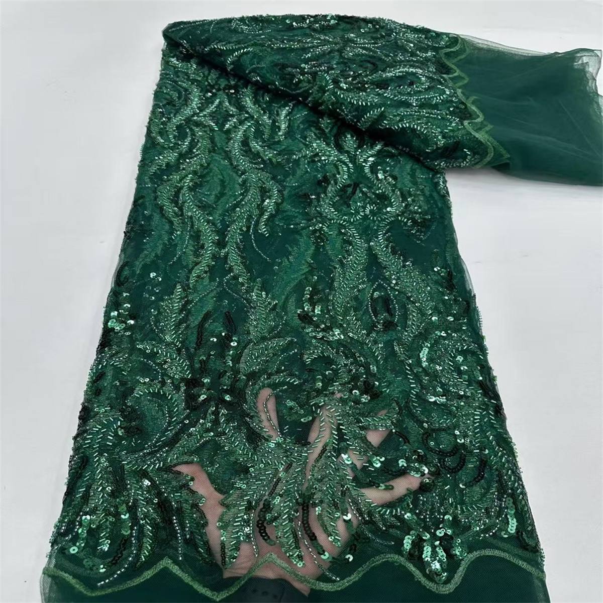 Embellished Beaded Tulle Lace Fabric with Beads | GTIN ZT162