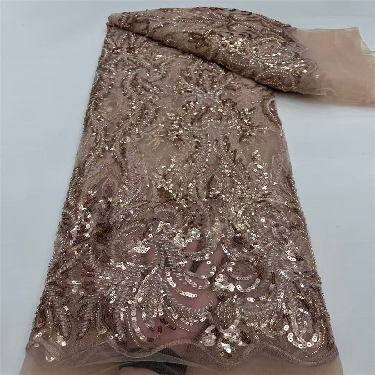 Embellished Beaded Tulle Lace Fabric with Beads | GTIN ZT162