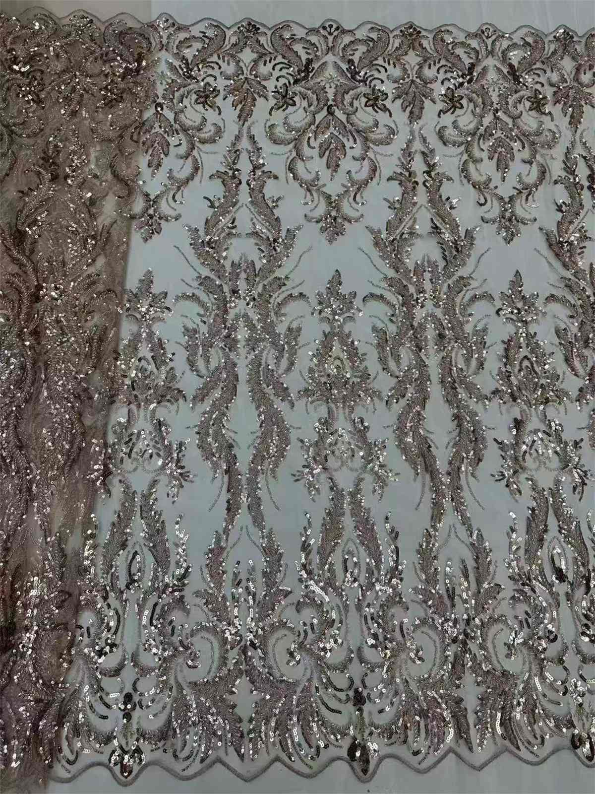 Embellished Beaded Tulle Lace Fabric with Beads | GTIN ZT162