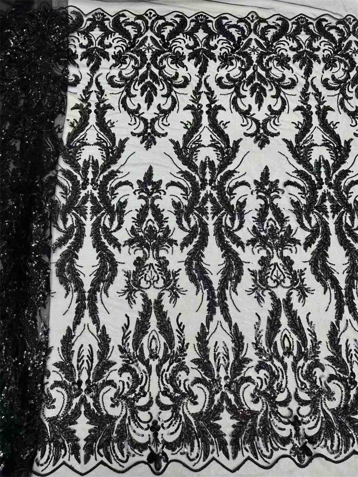 Embellished Beaded Tulle Lace Fabric with Beads | GTIN ZT162