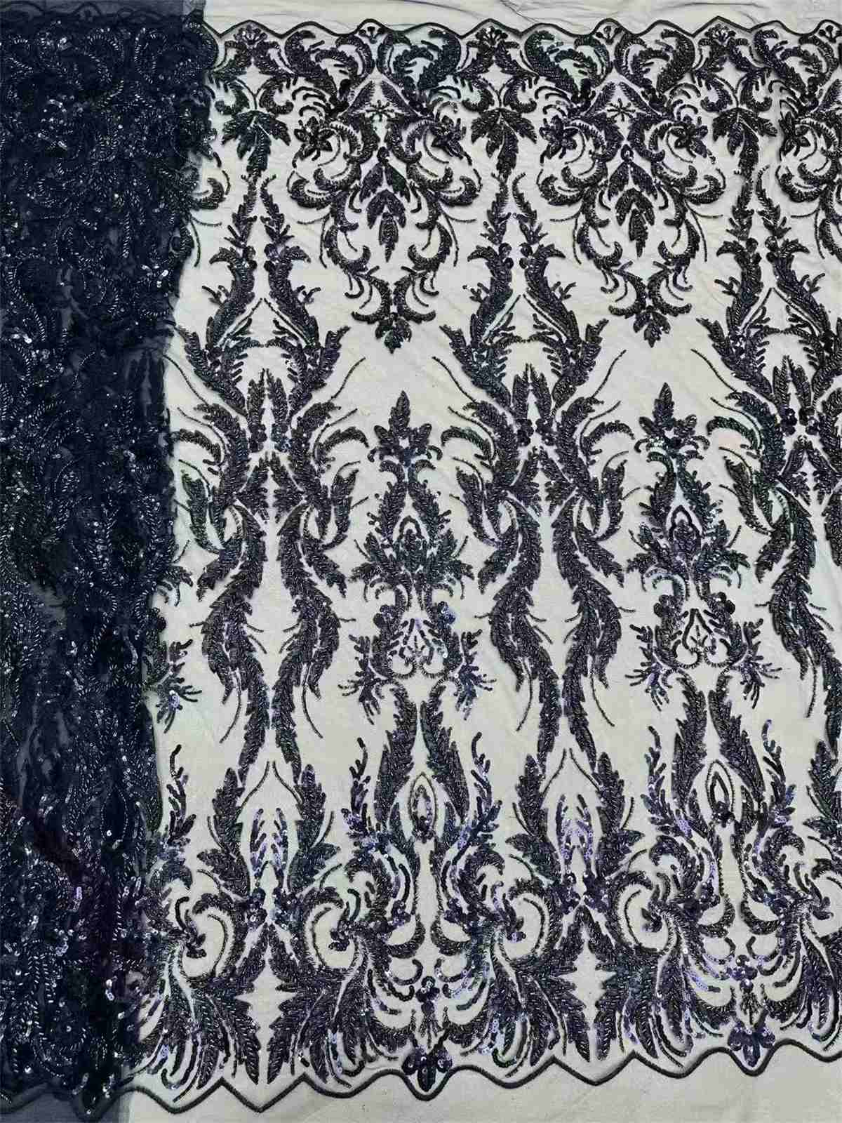 Embellished Beaded Tulle Lace Fabric with Beads | GTIN ZT162