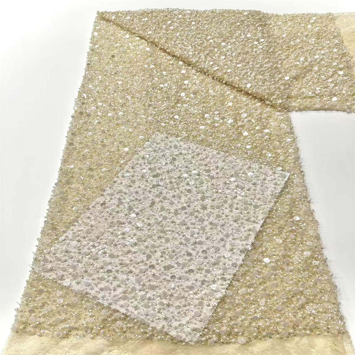 Embellished Beaded Tulle Lace Fabric with Beads | GTIN HN362