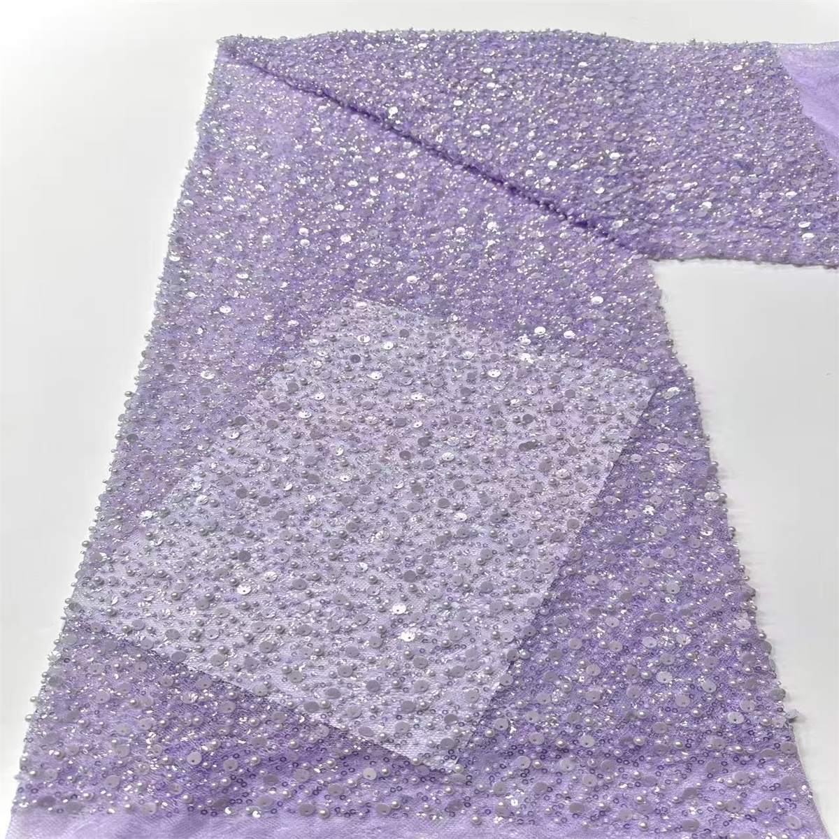 Embellished Beaded Tulle Lace Fabric with Beads | GTIN HN362