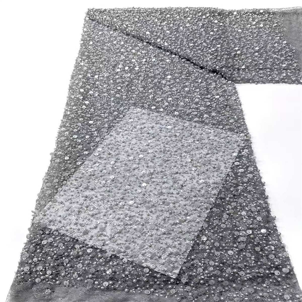 Embellished Beaded Tulle Lace Fabric with Beads | GTIN HN362