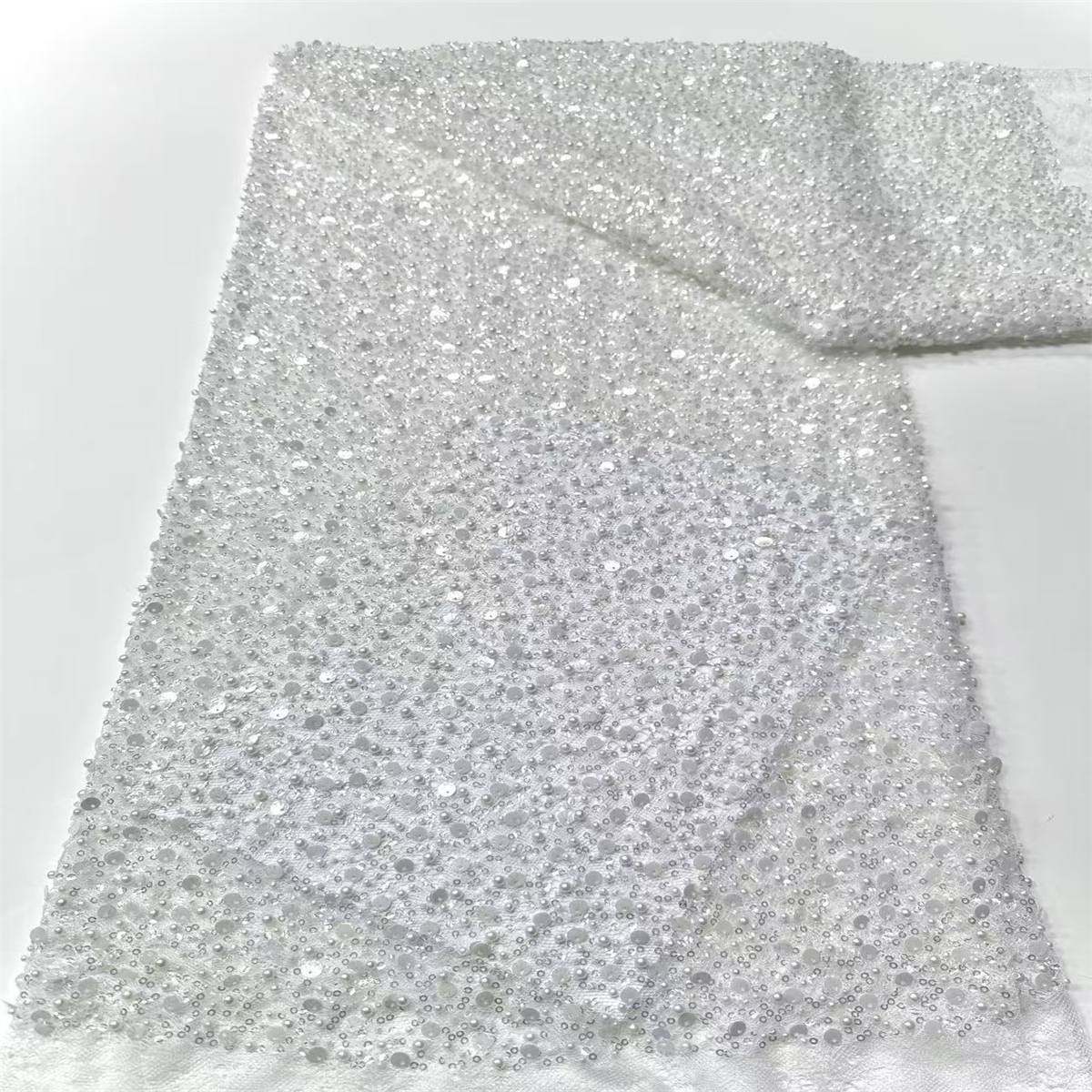 Embellished Beaded Tulle Lace Fabric with Beads | GTIN HN362