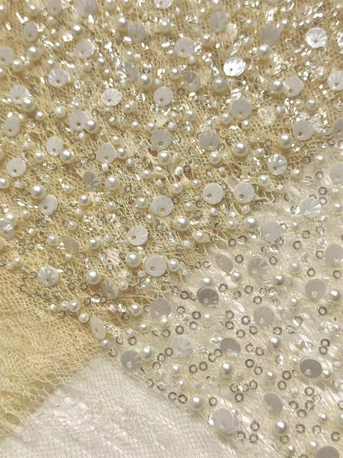 Embellished Beaded Tulle Lace Fabric with Beads | GTIN HN362