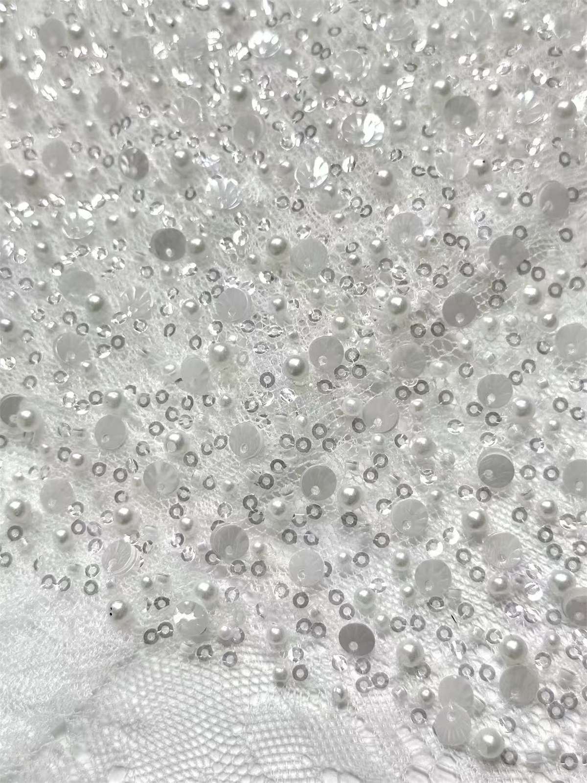 Embellished Beaded Tulle Lace Fabric with Beads | GTIN HN362