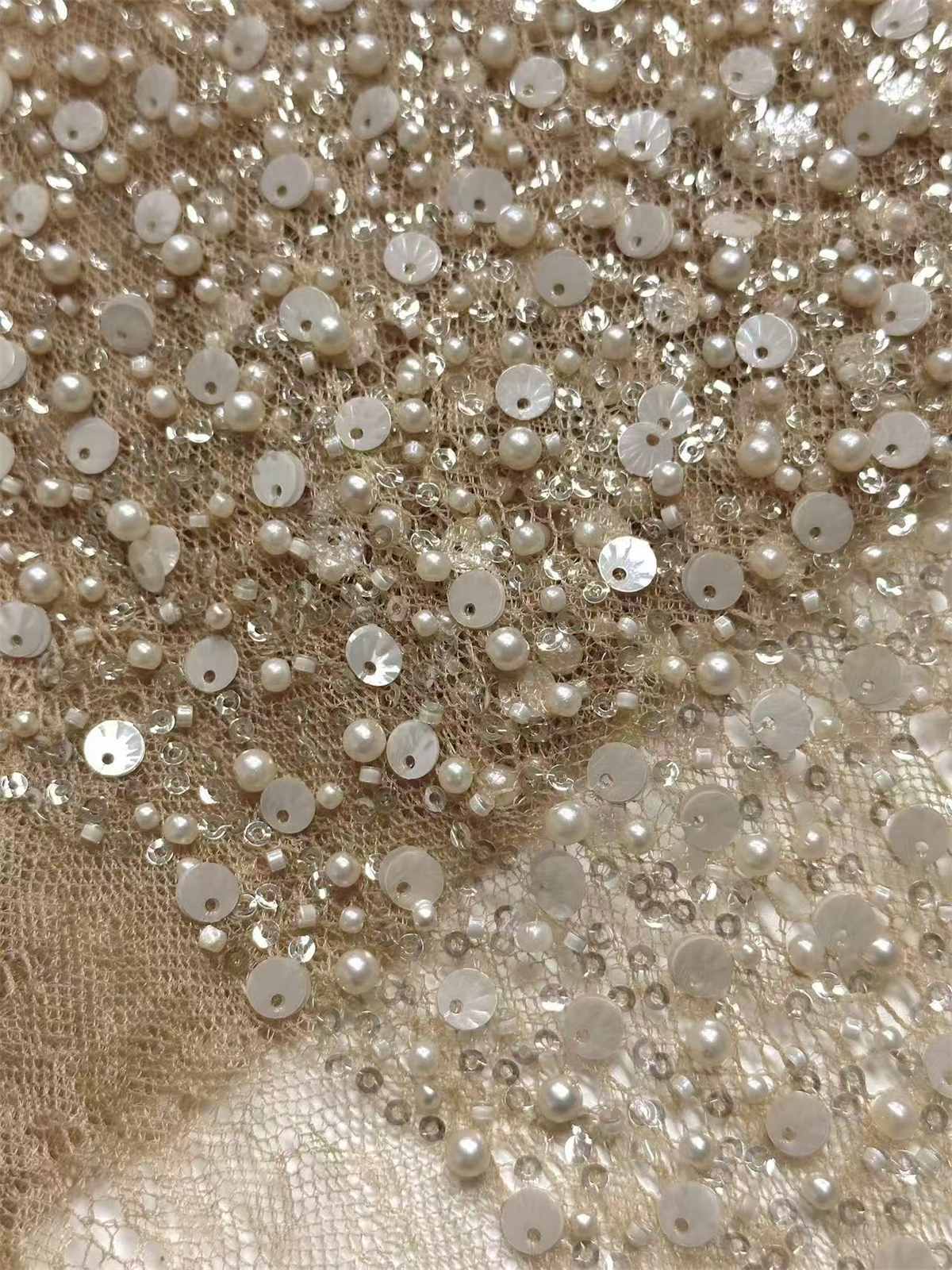 Embellished Beaded Tulle Lace Fabric with Beads | GTIN HN362