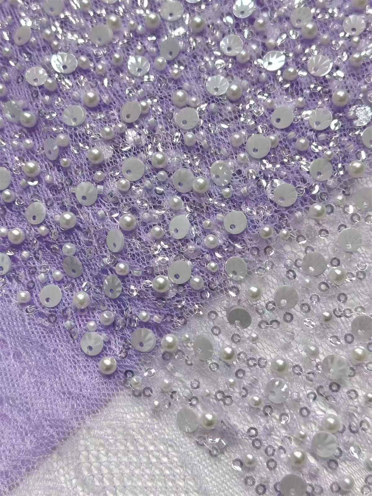 Embellished Beaded Tulle Lace Fabric with Beads | GTIN HN362
