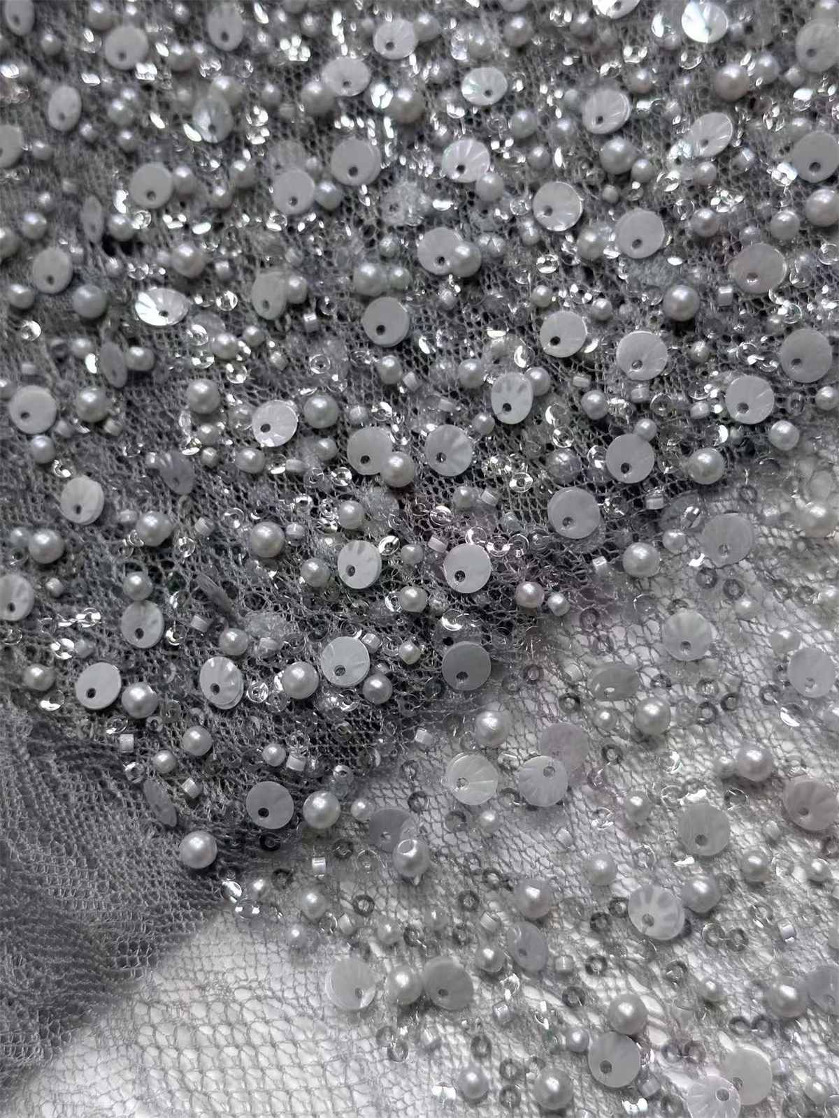 Embellished Beaded Tulle Lace Fabric with Beads | GTIN HN362
