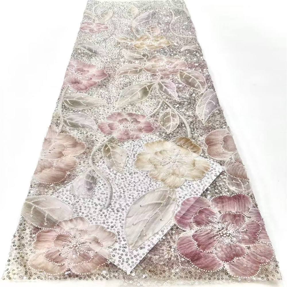 Embellished Beaded Tulle Lace Fabric with Beads | GTIN HN365