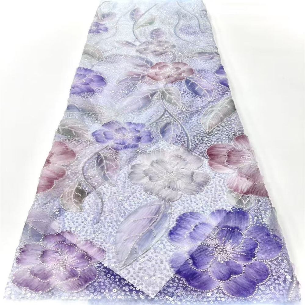 Embellished Beaded Tulle Lace Fabric with Beads | GTIN HN365