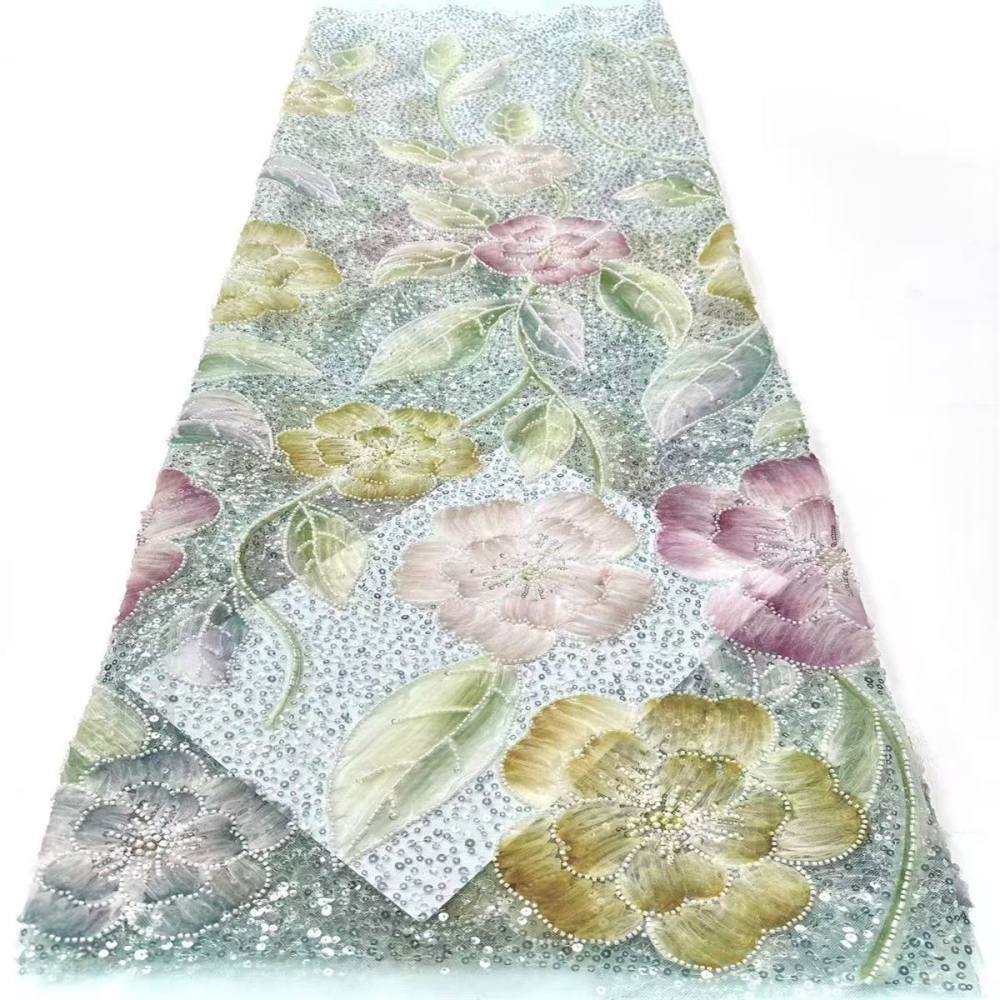 Embellished Beaded Tulle Lace Fabric with Beads | GTIN HN365
