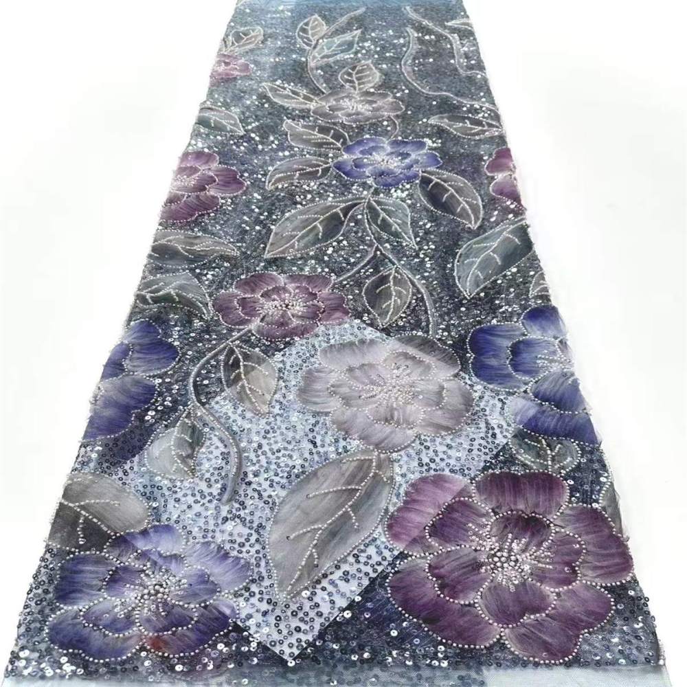 Embellished Beaded Tulle Lace Fabric with Beads | GTIN HN365