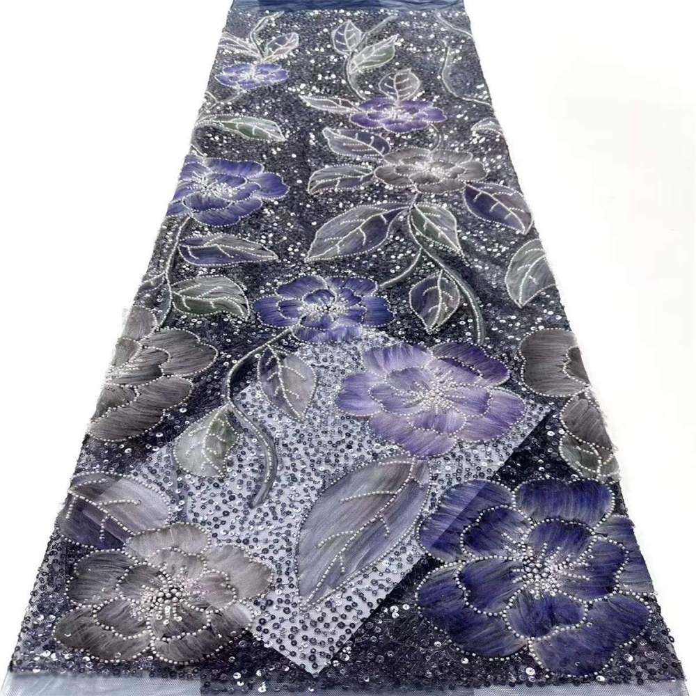 Embellished Beaded Tulle Lace Fabric with Beads | GTIN HN365