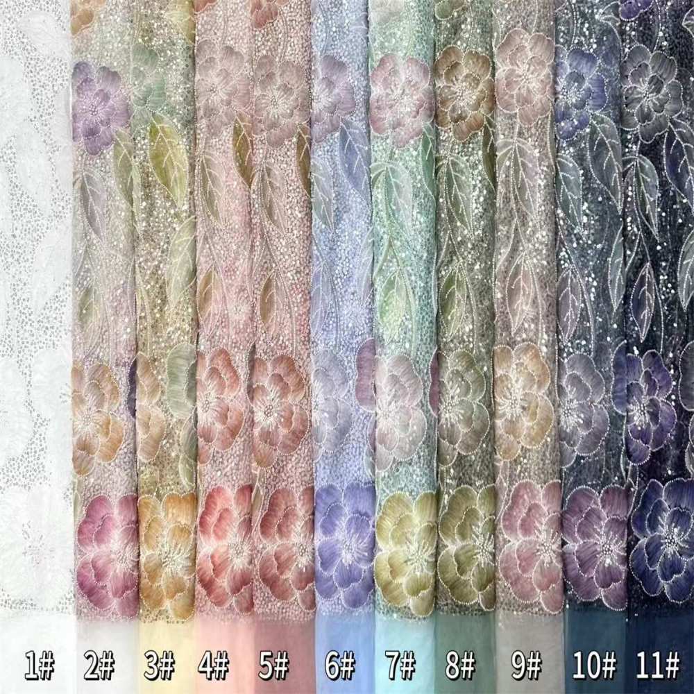 Embellished Beaded Tulle Lace Fabric with Beads | GTIN HN365