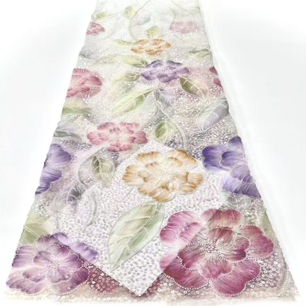 Embellished Beaded Tulle Lace Fabric with Beads | GTIN HN365