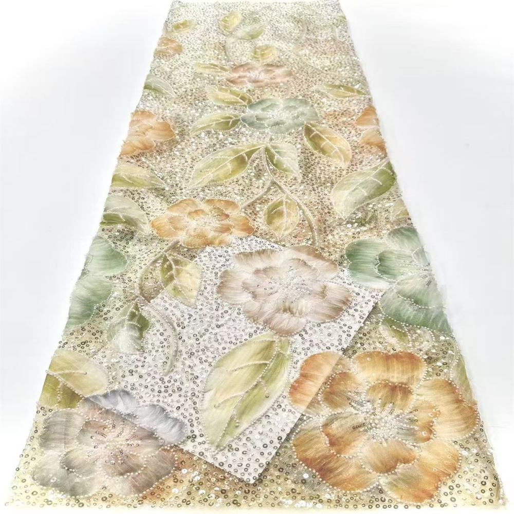 Embellished Beaded Tulle Lace Fabric with Beads | GTIN HN365