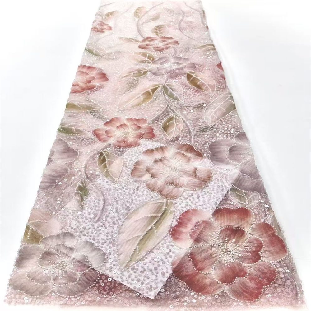 Embellished Beaded Tulle Lace Fabric with Beads | GTIN HN365
