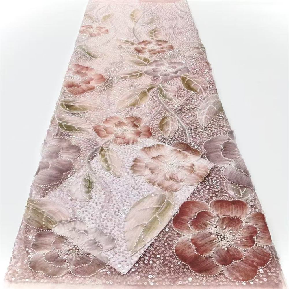 Embellished Beaded Tulle Lace Fabric with Beads | GTIN HN365