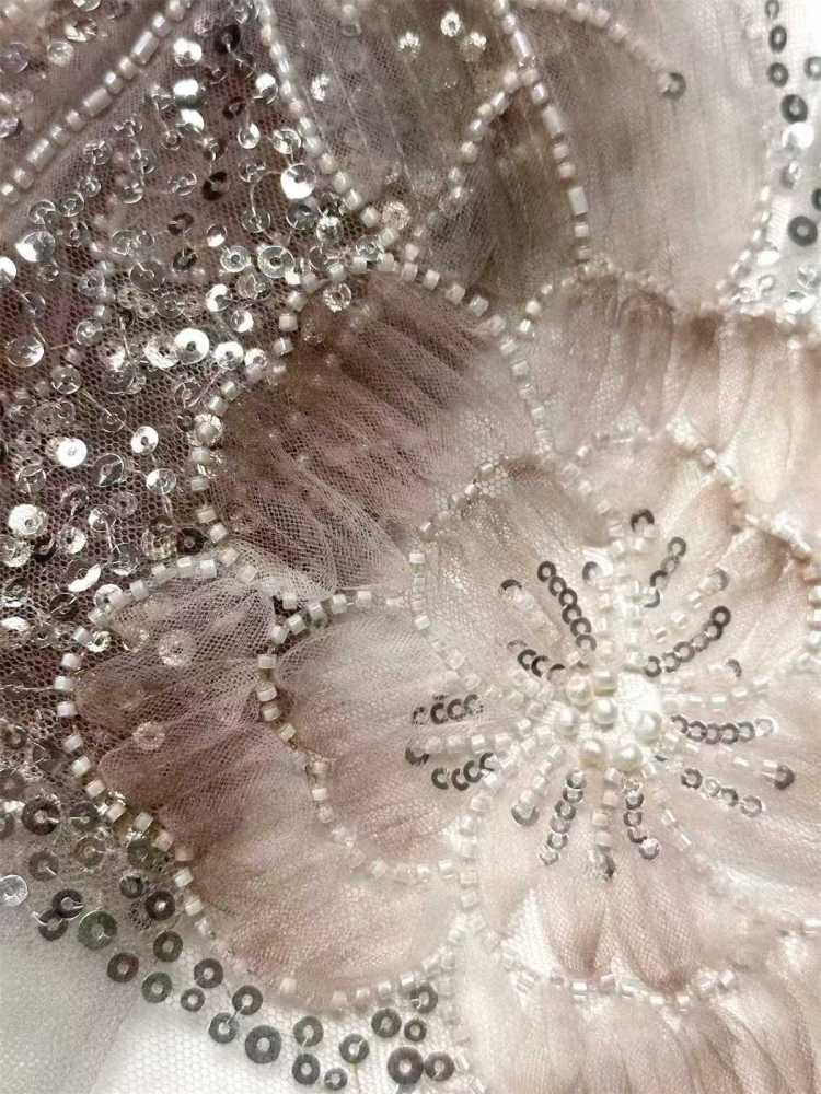 Embellished Beaded Tulle Lace Fabric with Beads | GTIN HN365