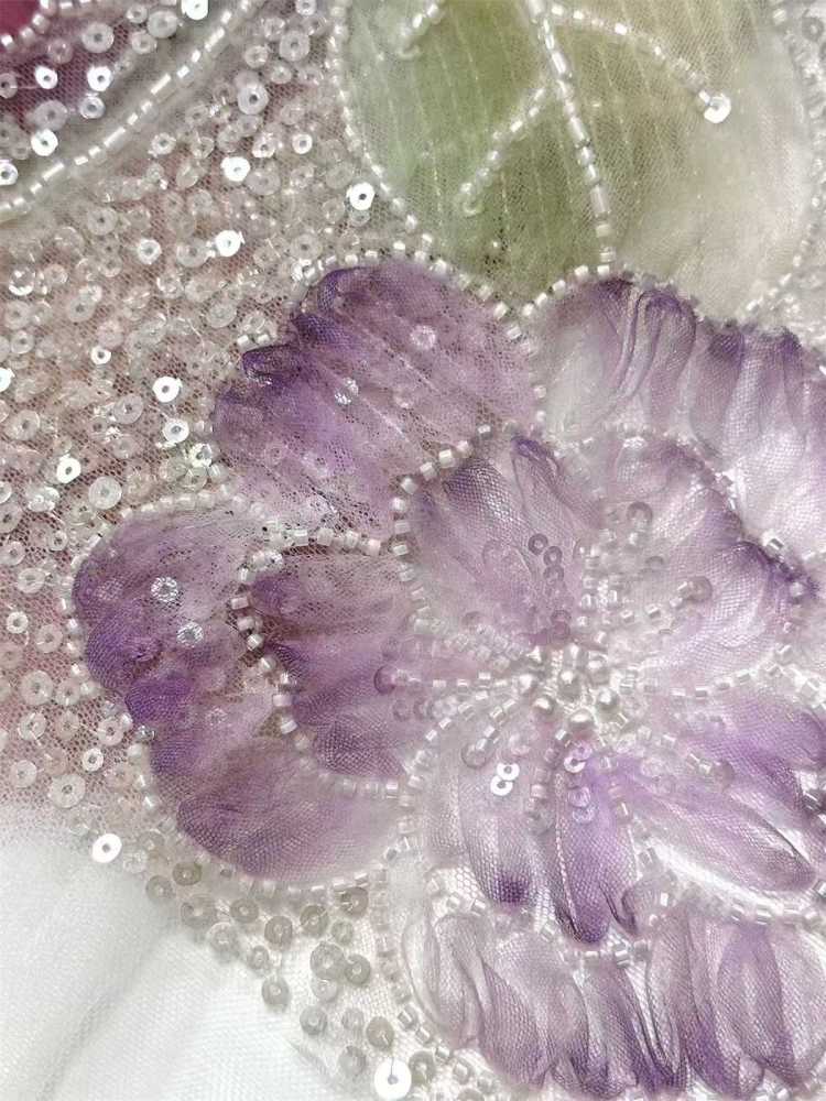 Embellished Beaded Tulle Lace Fabric with Beads | GTIN HN365