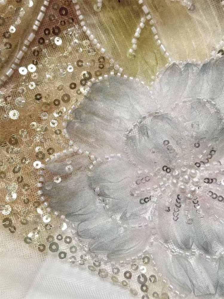 Embellished Beaded Tulle Lace Fabric with Beads | GTIN HN365