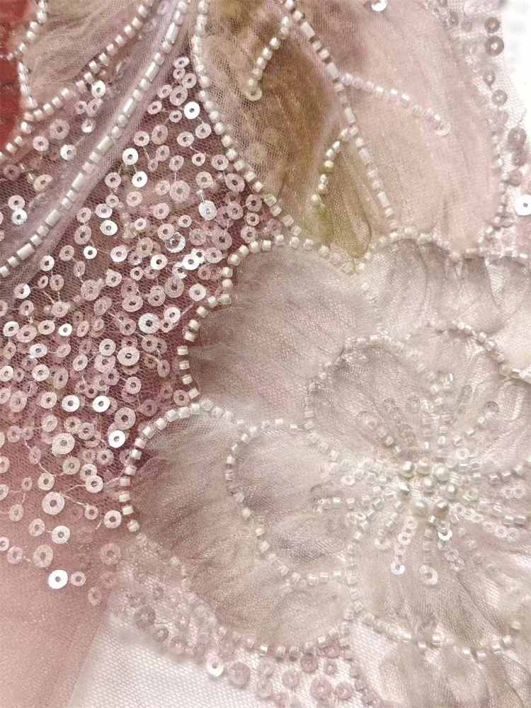 Embellished Beaded Tulle Lace Fabric with Beads | GTIN HN365