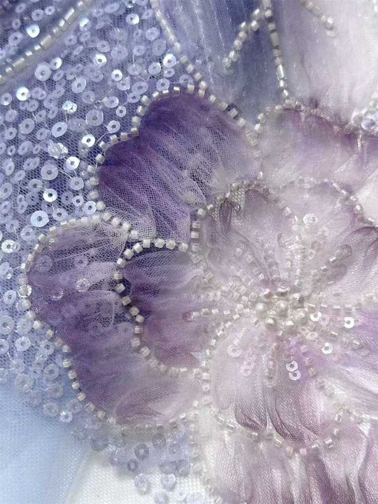 Embellished Beaded Tulle Lace Fabric with Beads | GTIN HN365