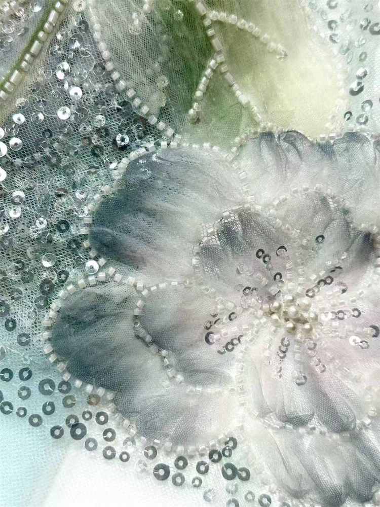 Embellished Beaded Tulle Lace Fabric with Beads | GTIN HN365