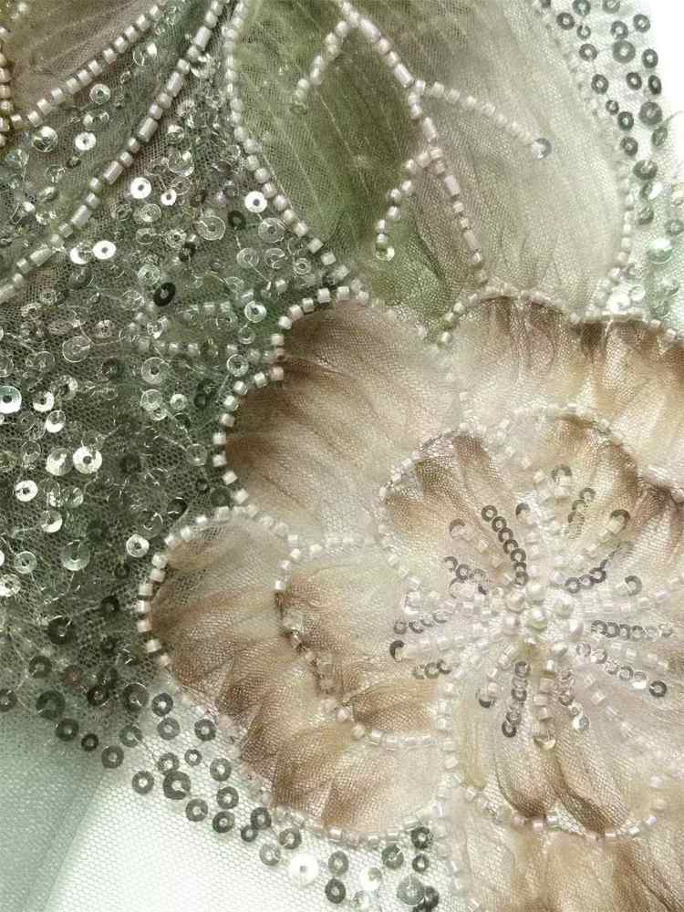 Embellished Beaded Tulle Lace Fabric with Beads | GTIN HN365