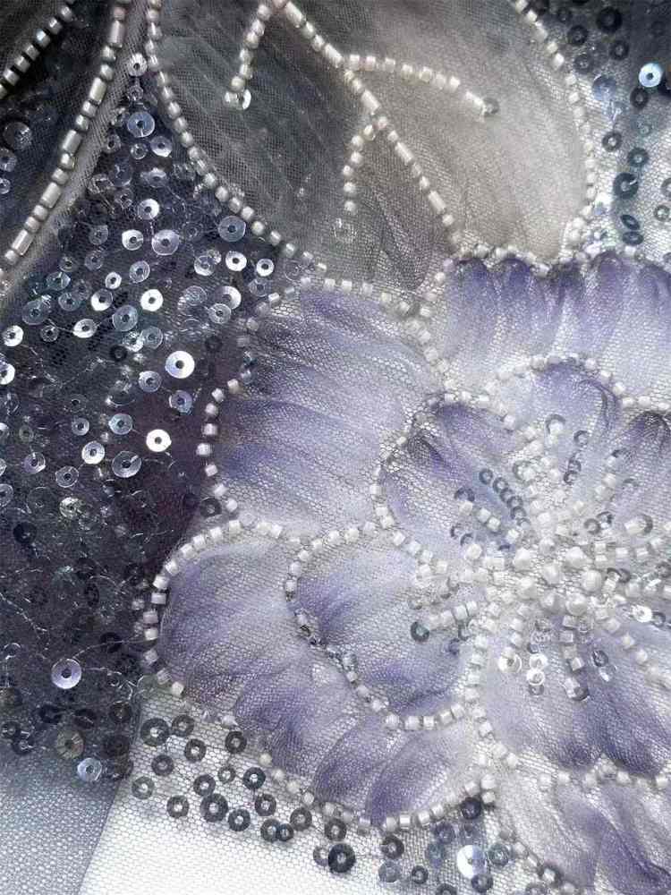 Embellished Beaded Tulle Lace Fabric with Beads | GTIN HN365