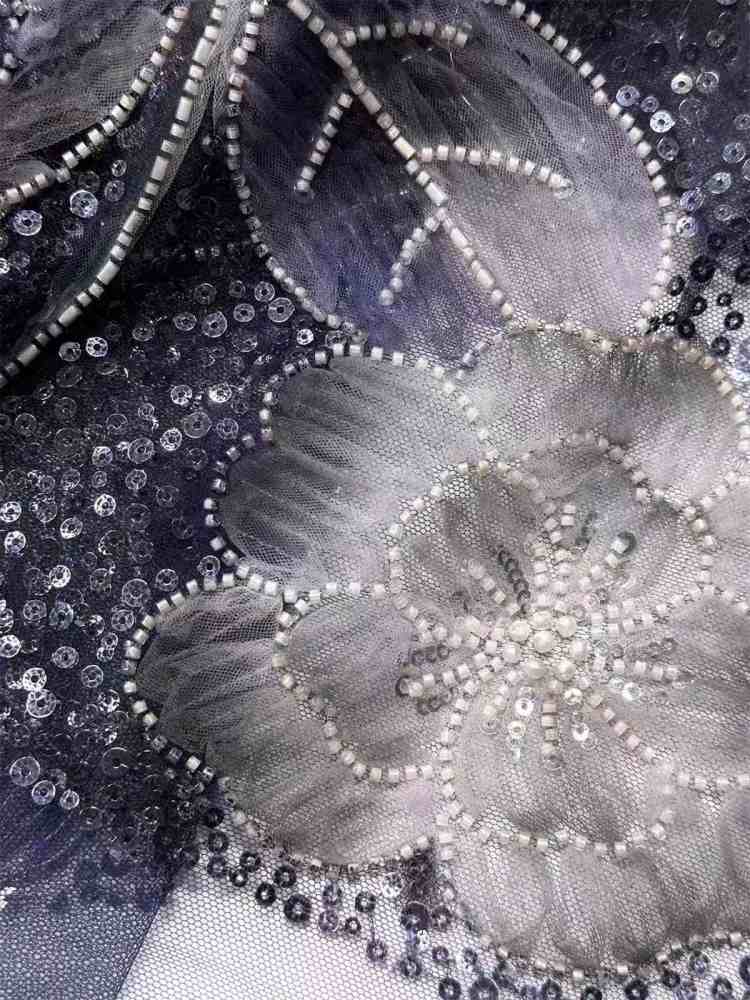 Embellished Beaded Tulle Lace Fabric with Beads | GTIN HN365