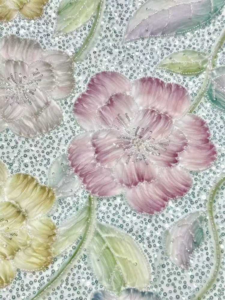 Embellished Beaded Tulle Lace Fabric with Beads | GTIN HN365