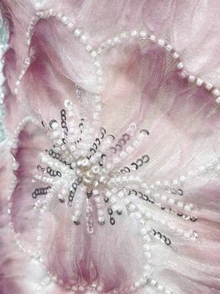 Embellished Beaded Tulle Lace Fabric with Beads | GTIN HN365