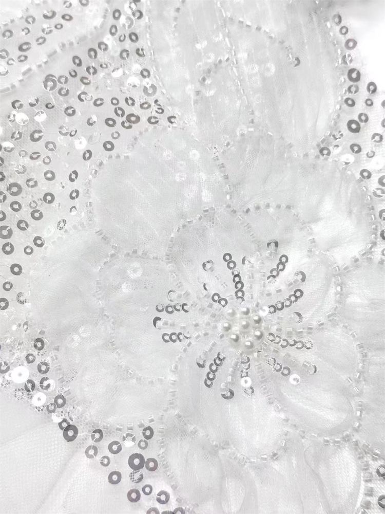 Embellished Beaded Tulle Lace Fabric with Beads | GTIN HN365