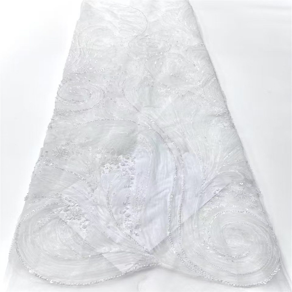 Embellished Beaded Tulle Lace Fabric with Beads | GTIN HN366