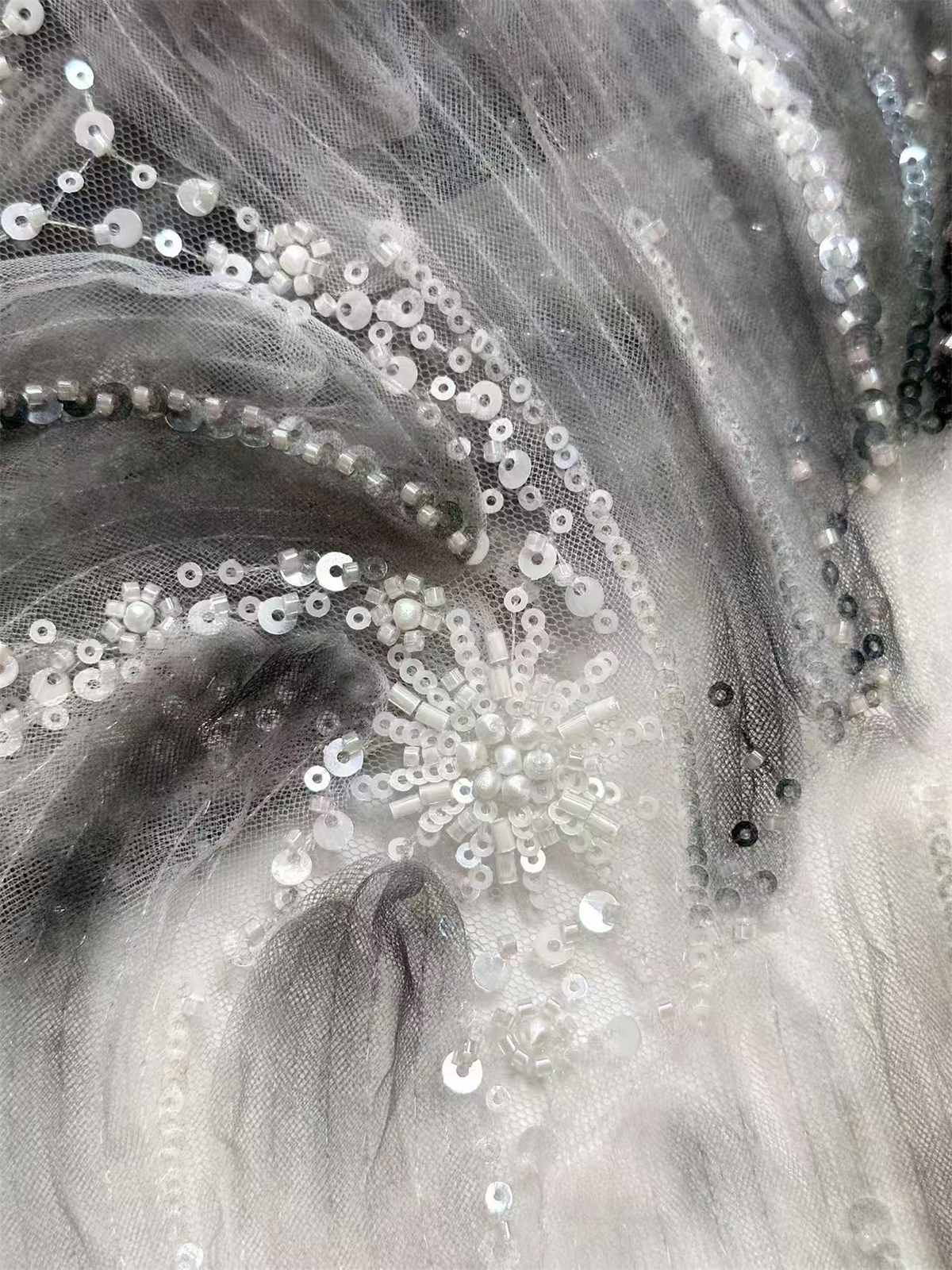 Embellished Beaded Tulle Lace Fabric with Beads | GTIN HN366